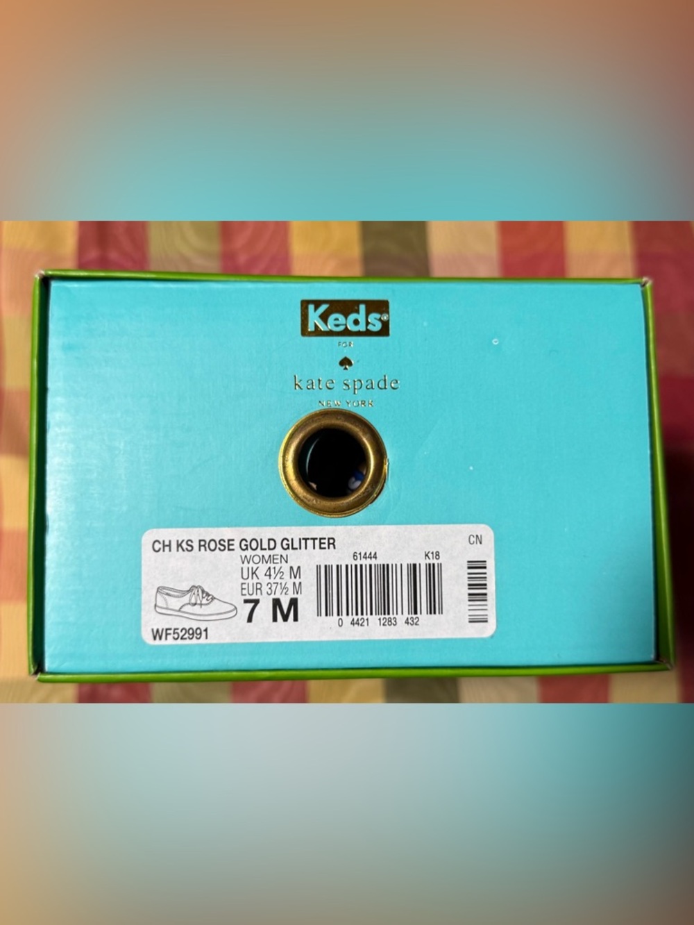 kate spade Gold Glitter Sneakers with Pink Satin Ribbon Laces - Picture 10 of 10